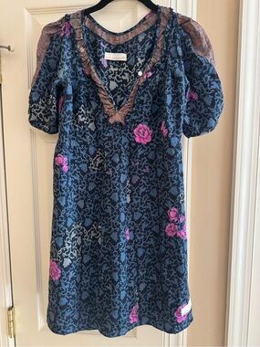 Odd Molly Silk Navy Floral Dress. Size 0
